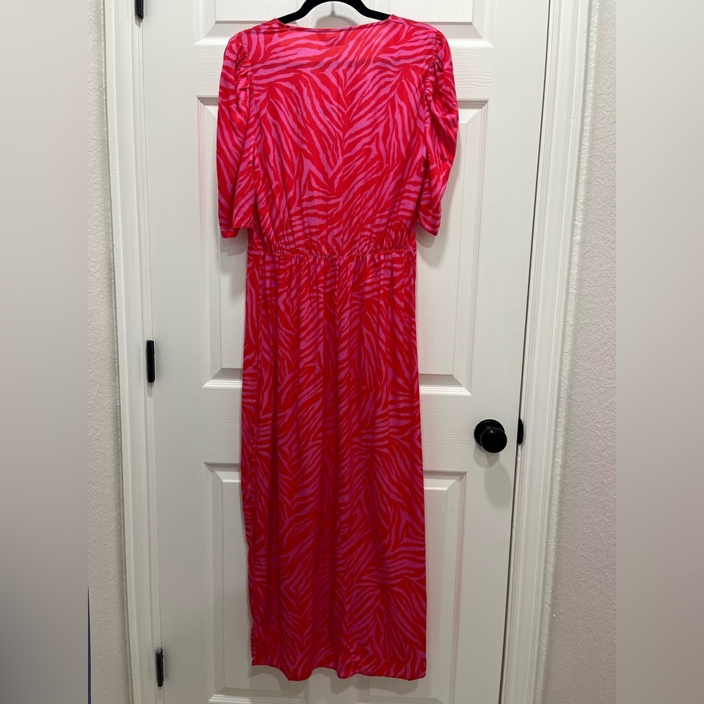 NWT LTS |‎ Long Tall Sally Bright Pink Zebra Print Midi Tea Dress Size 8 Tall - Picture 8 of 16